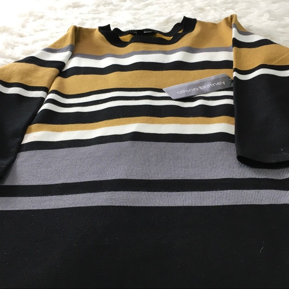 Allison Brittney-Gold/ Black Striped Sweater Dress - Picture 5 of 6